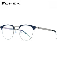 FONEX Legierung Brillengestell Herren Runde schraubenlose Brille 98627