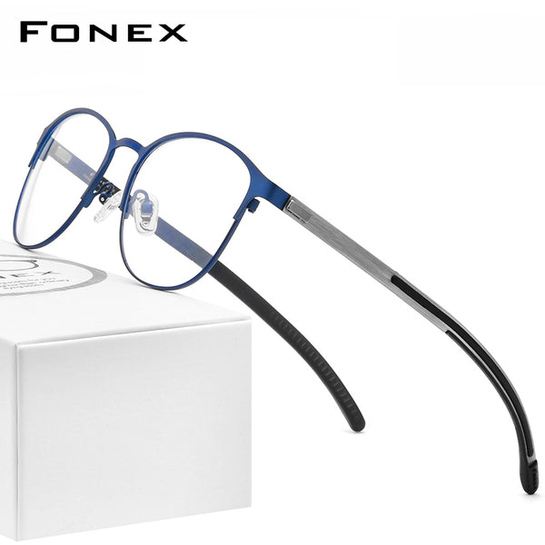 FONEX Alloy Glasses Frame Men Square Screwless Eyeglasses 987