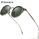 FONEX Acetate Titanium Men Square UV400 Polarized Sunglasses T850
