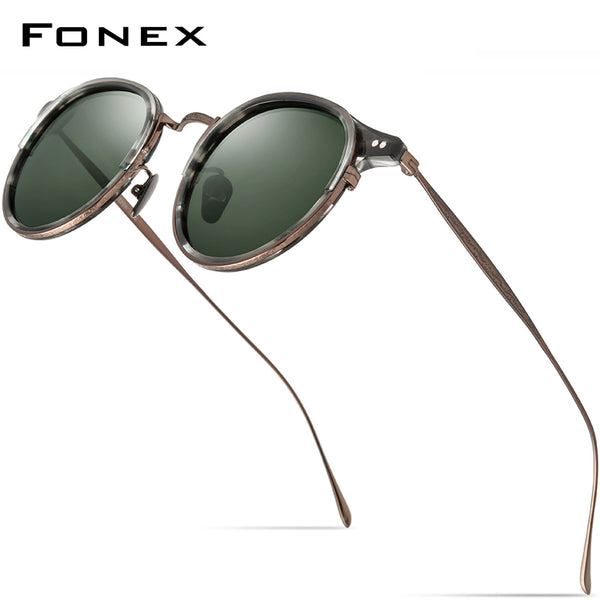 FONEX Acetate Titanium Men Square UV400 Polarized Sunglasses T850