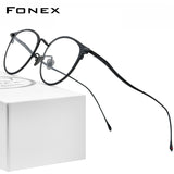 FONEX Titanium Glasses Frame Men Round Eyeglasses 8509