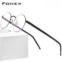 FONEX Alloy Glasses Frame Men Round Screwless Eyeglasses 98626