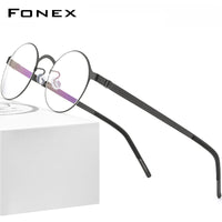 FONEX Legierung Brillengestell Herren Runde schraubenlose Brille 98626