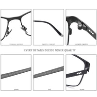 FONEX Titan Brillengestell Herren Quadratische Brille 8505