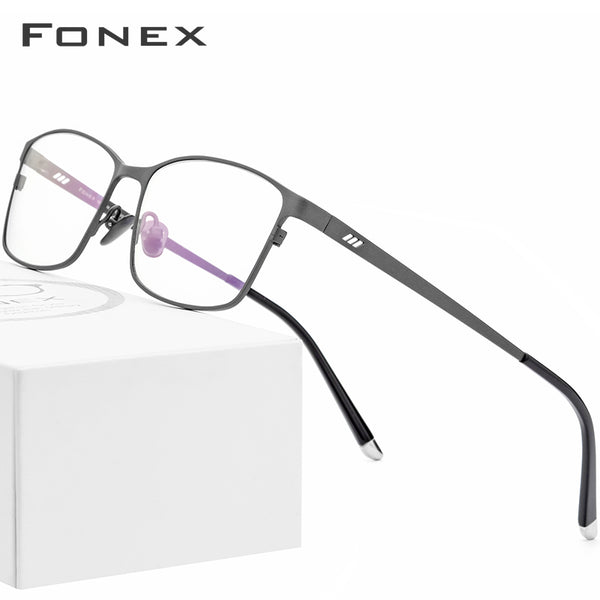 FONEX Titanium Glasses Frame Men Square Eyeglasses 8505