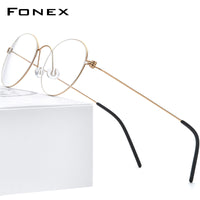 FONEX Titan Brillengestell Herren Runde schraubenlose Brille 7510